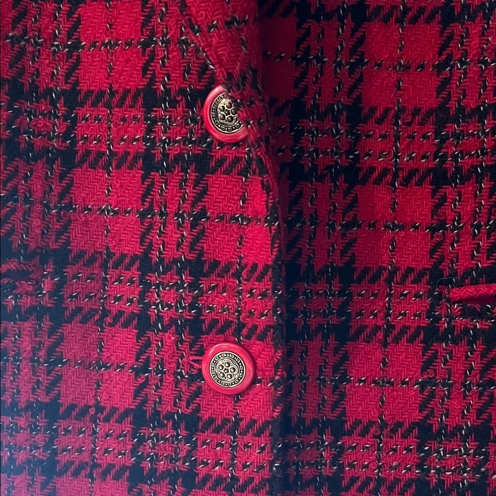 Alfred Dunner Red and Black Checkered Blazer - Picture 3 of 5
